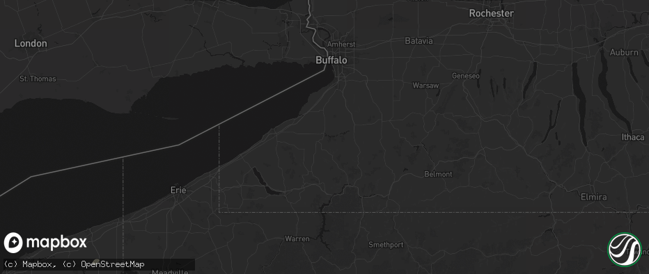Hail map in Gowanda, NY on July 27, 2026