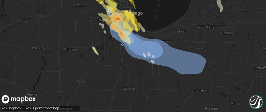 Hail map in Grant Park, IL on July 27, 2026