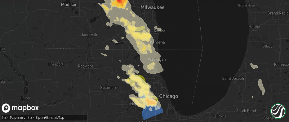 Hail map in Grayslake, IL on July 27, 2026