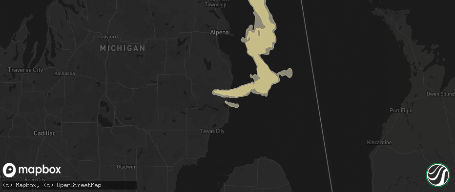 Hail map in Greenbush, MI on July 27, 2026
