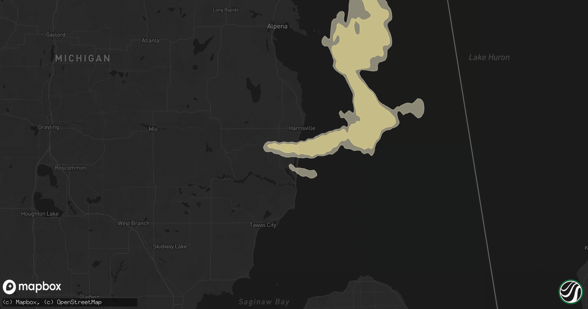 Hail map in Greenbush, MI on July 27, 2026