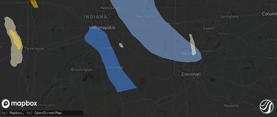 Hail map in Greensburg, IN on July 27, 2026