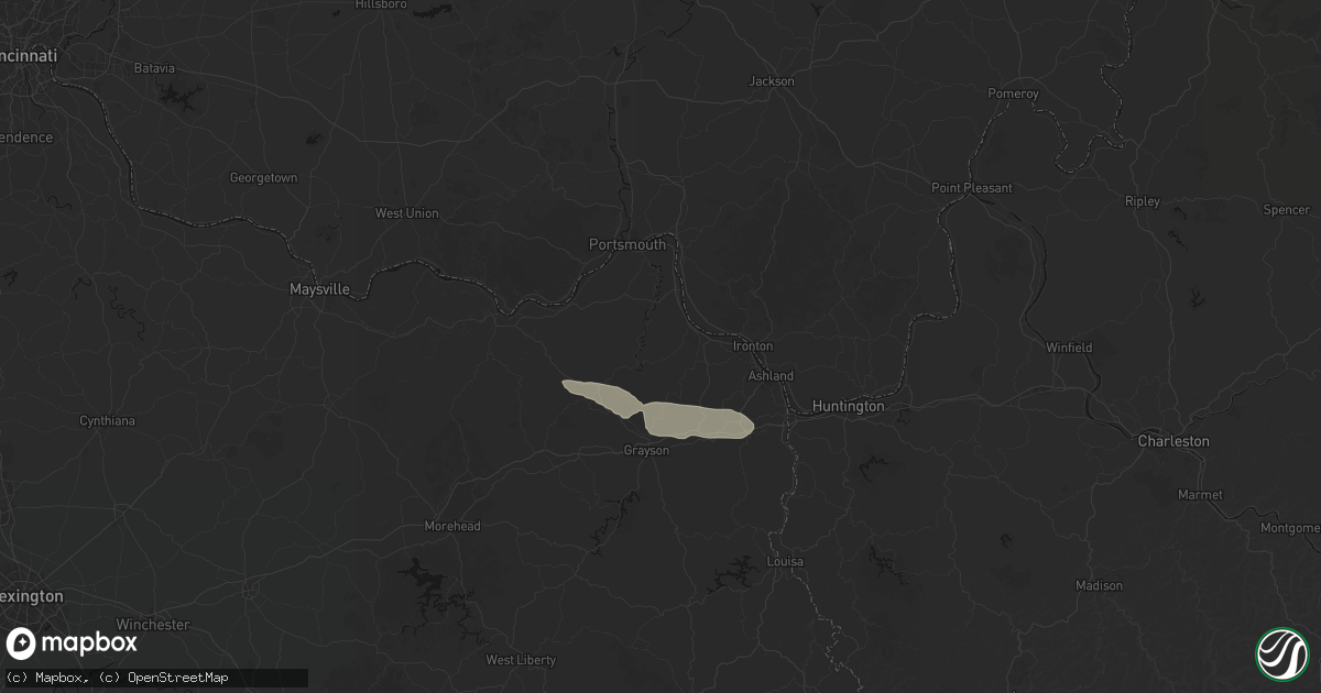 Hail map in Greenup, KY on July 27, 2026
