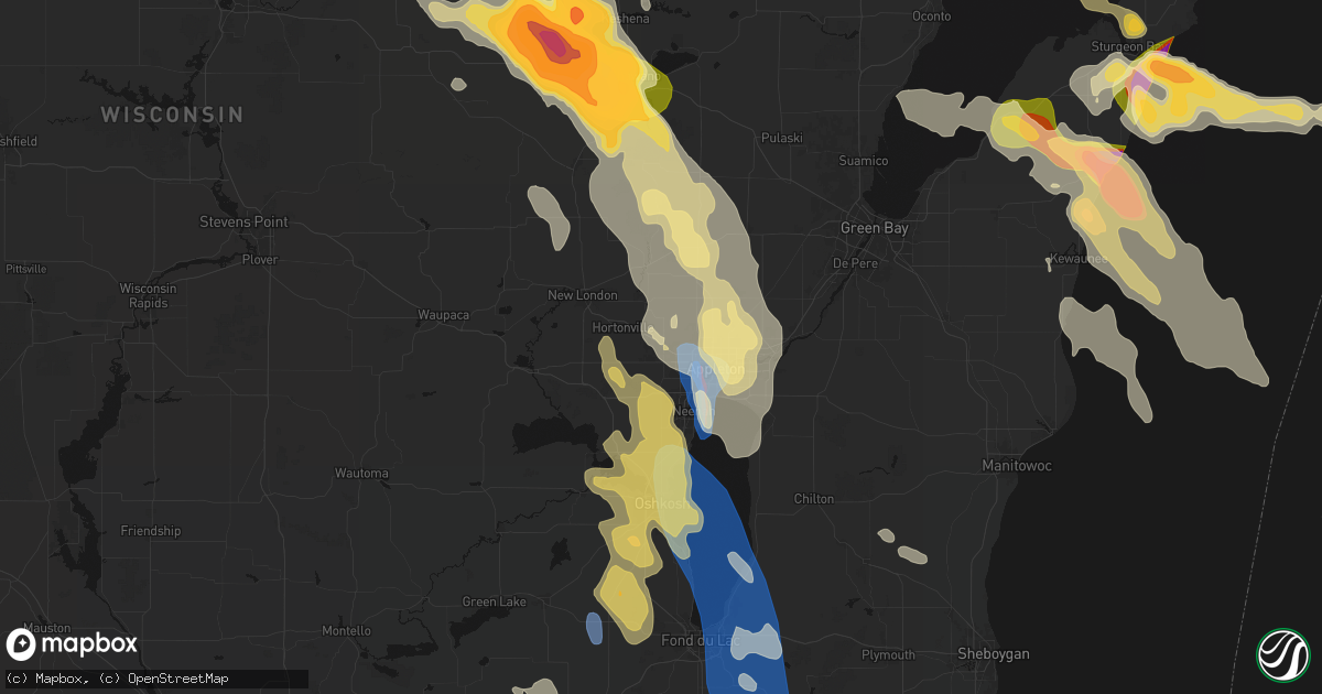 Hail map in Greenville, WI on July 27, 2026