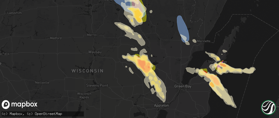 Hail map in Gresham, WI on July 27, 2026