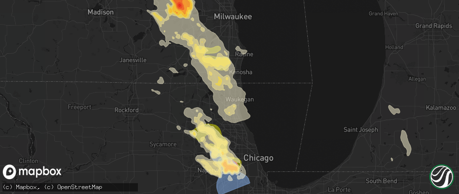 Hail map in Gurnee, IL on July 27, 2026