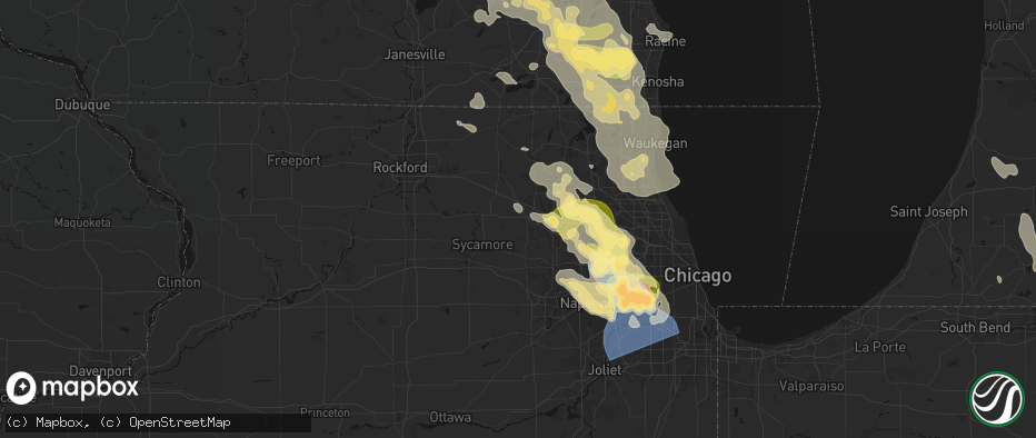 Hail map in Hampshire, IL on July 27, 2026
