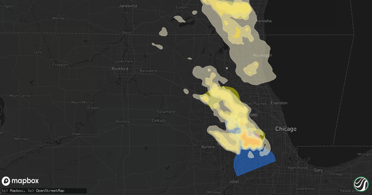 Hail map in Hampshire, IL on July 27, 2026