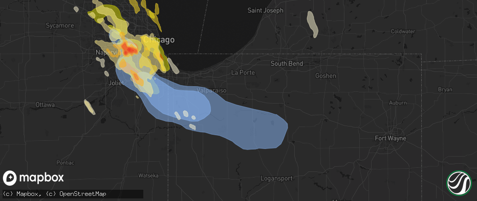 Hail map in Hanna, IN on July 27, 2026