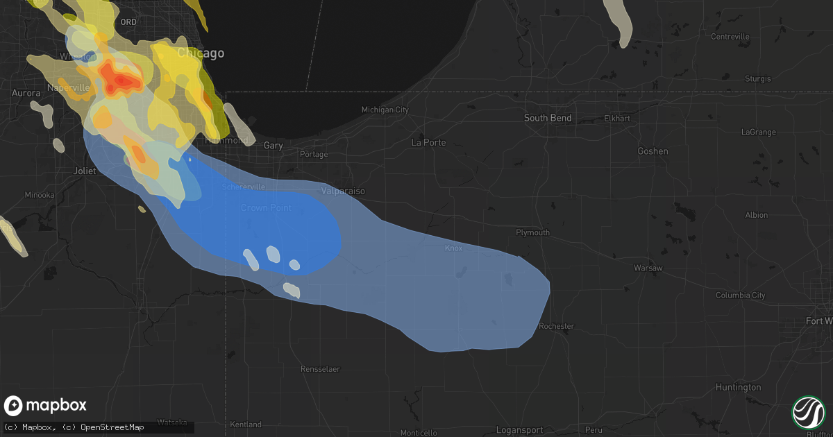 Hail map in Hanna, IN on July 27, 2026