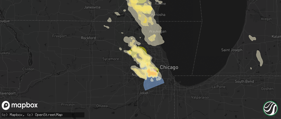 Hail map in Hanover Park, IL on July 27, 2026