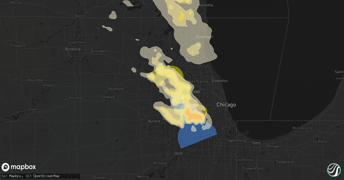 Hail map in Hanover Park, IL on July 27, 2026