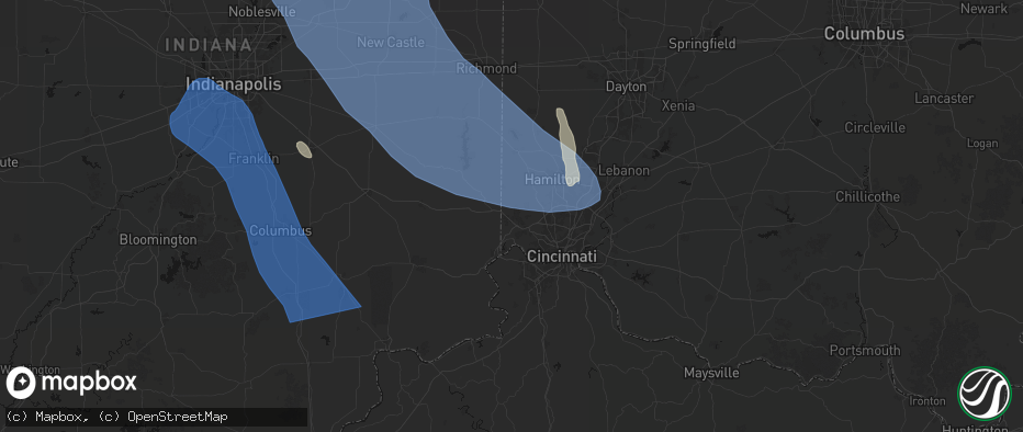 Hail map in Harrison, OH on July 27, 2026