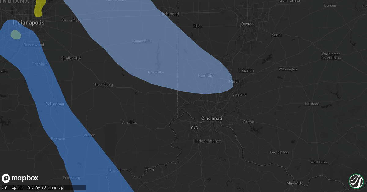 Hail map in Harrison, OH on July 27, 2026