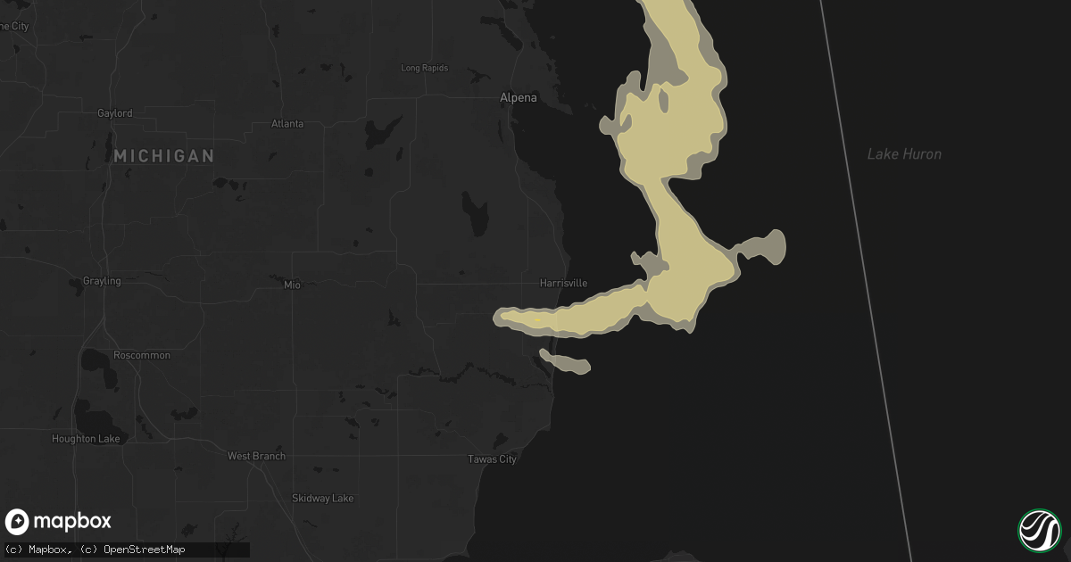 Hail map in Harrisville, MI on July 27, 2026