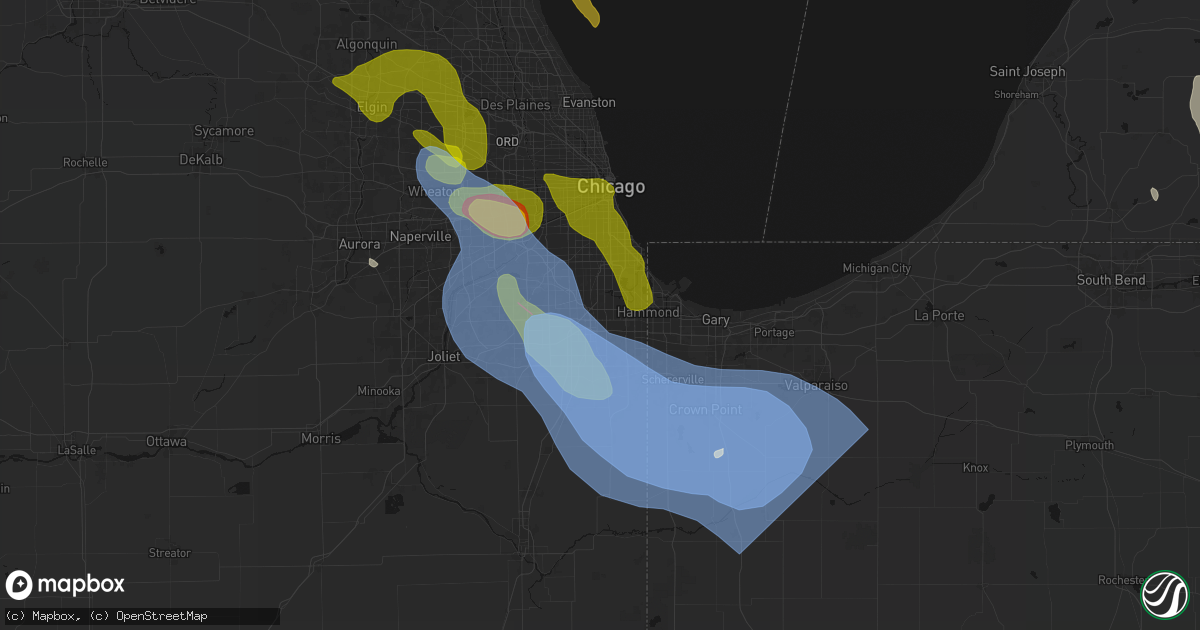 Hail map in Harvey, IL on July 27, 2026