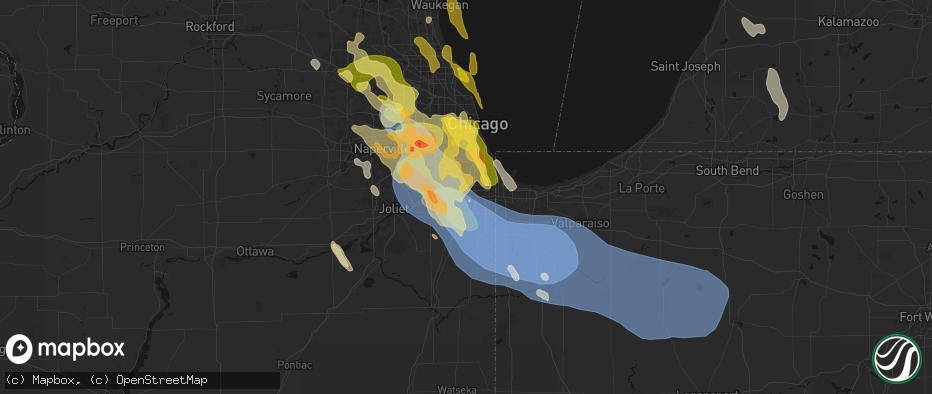 Hail map in Hazel Crest, IL on July 27, 2026