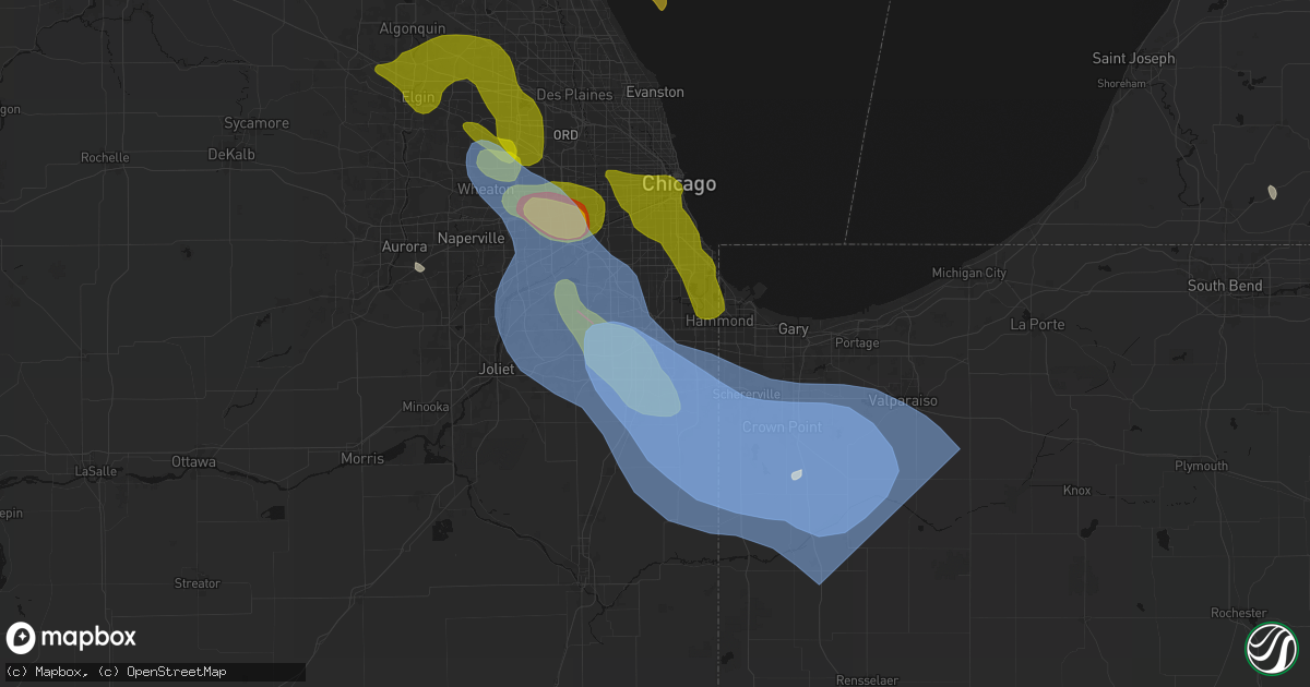 Hail map in Hazel Crest, IL on July 27, 2026
