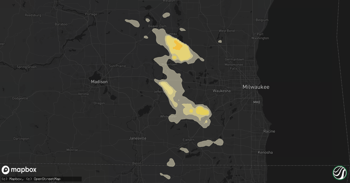 Hail map in Helenville, WI on July 27, 2026