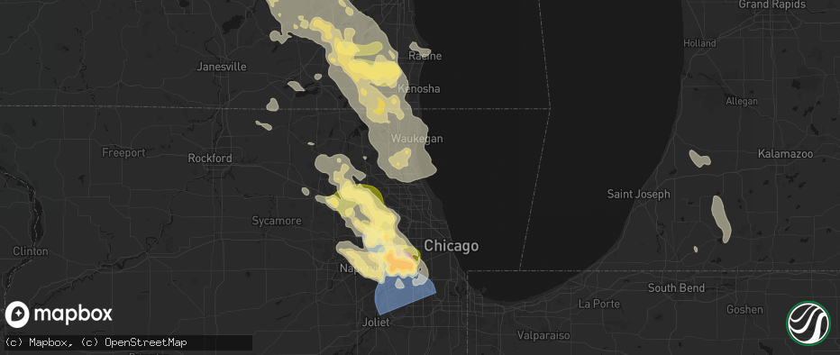 Hail map in Highland Park, IL on July 27, 2026