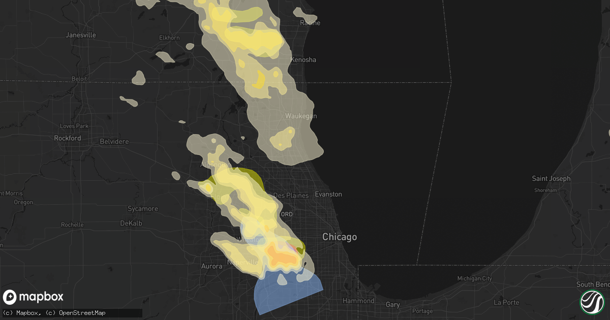 Hail map in Highland Park, IL on July 27, 2026