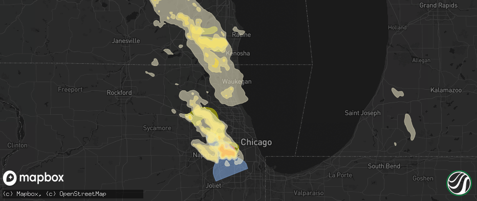 Hail map in Highwood, IL on July 27, 2026