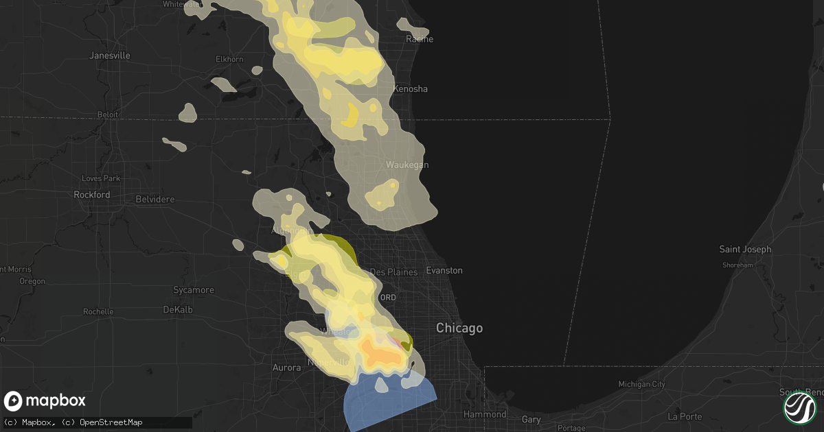 Hail map in Highwood, IL on July 27, 2026