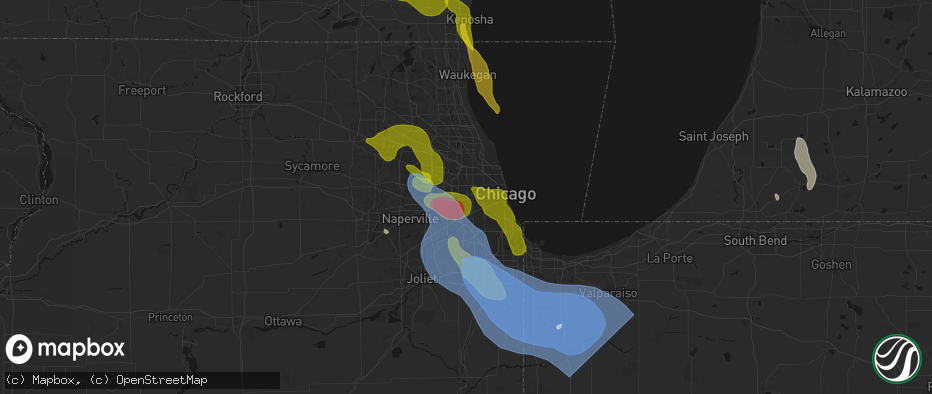 Hail map in Hines, IL on July 27, 2026