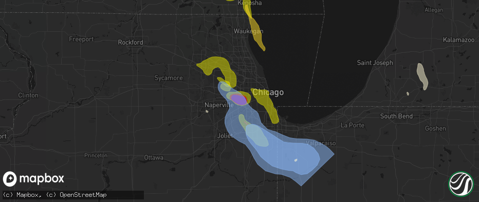 Hail map in Hinsdale, IL on July 27, 2026