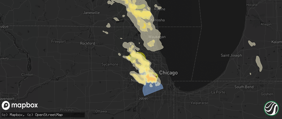 Hail map in Hoffman Estates, IL on July 27, 2026