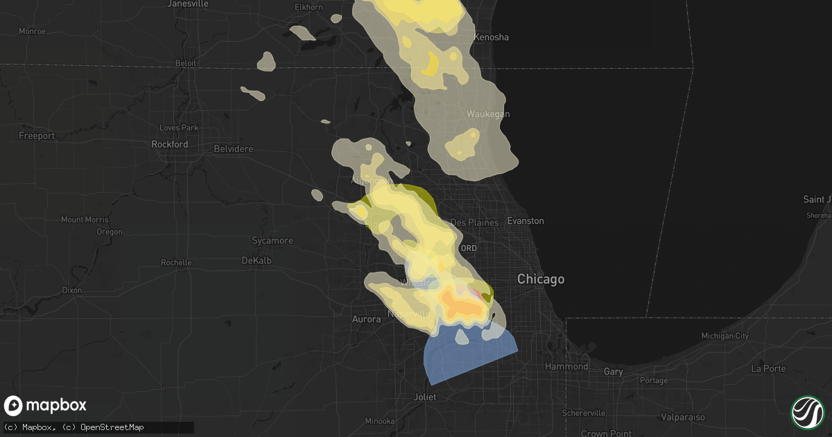 Hail map in Hoffman Estates, IL on July 27, 2026