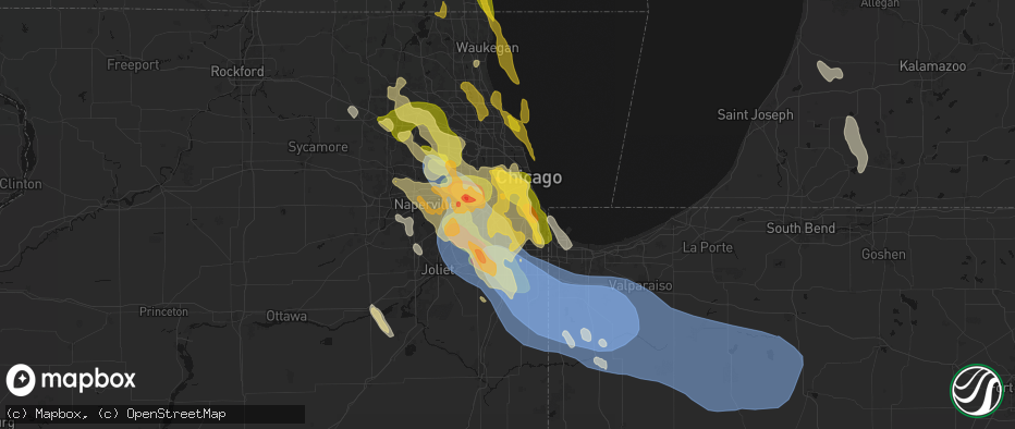 Hail map in Hometown, IL on July 27, 2026