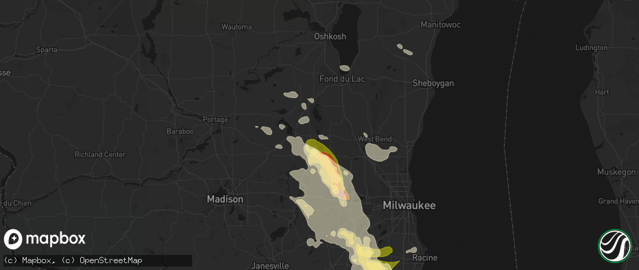 Hail map in Horicon, WI on July 27, 2026