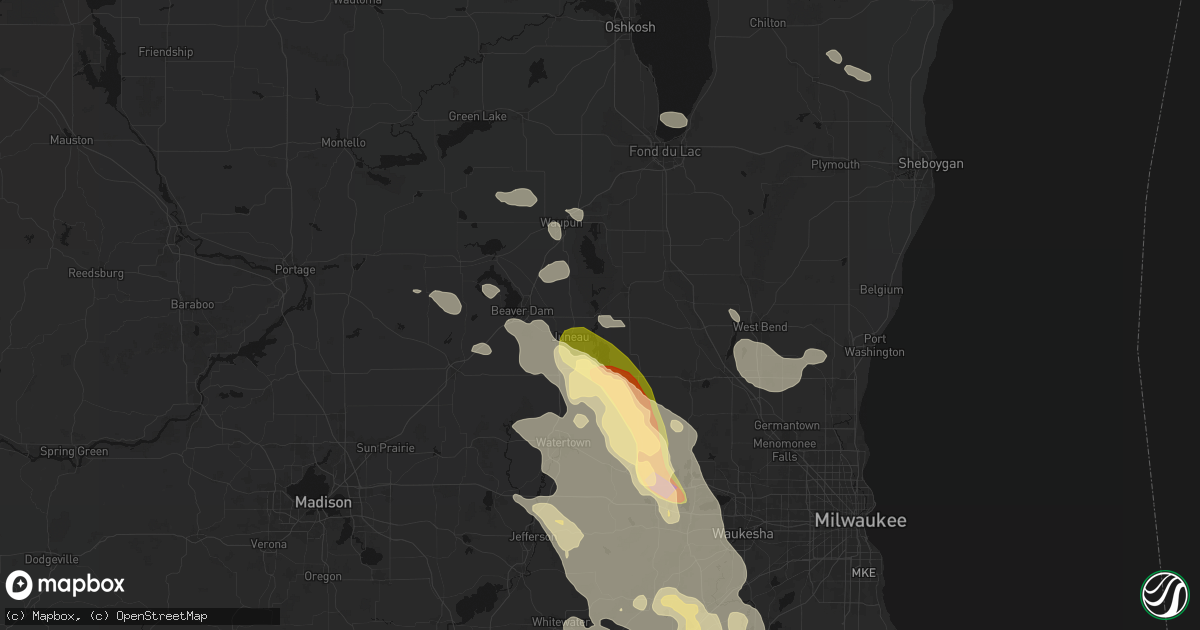 Hail map in Horicon, WI on July 27, 2026