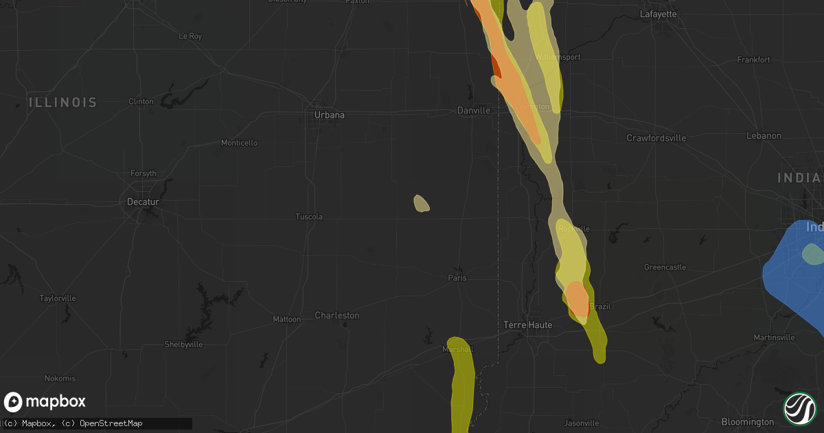 Hail map in Hume, IL on July 27, 2026