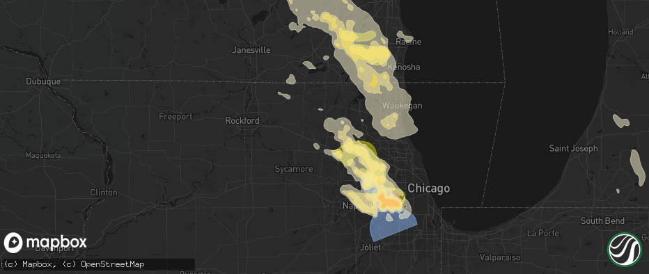 Hail map in Huntley, IL on July 27, 2026