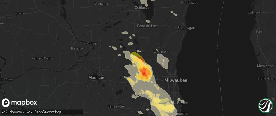 Hail map in Hustisford, WI on July 27, 2026