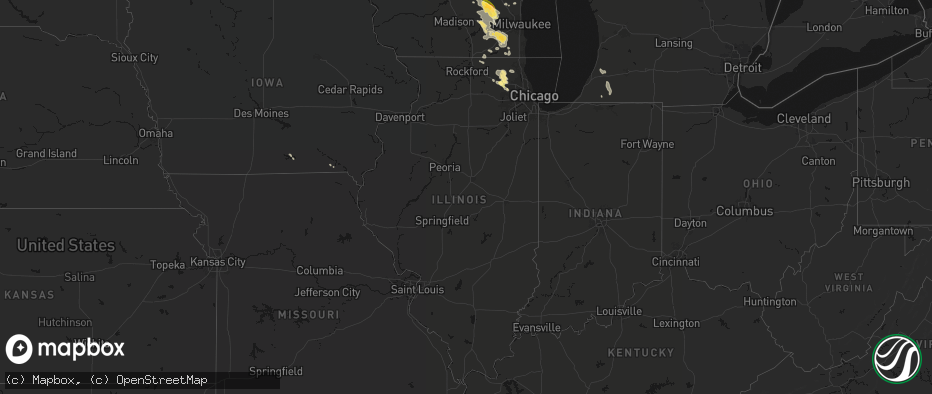 Hail map in Illinois on July 27, 2026