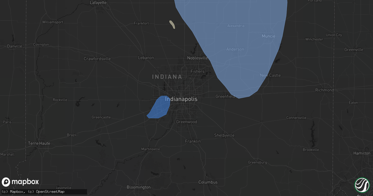 Hail map in Indianapolis, IN on July 27, 2026