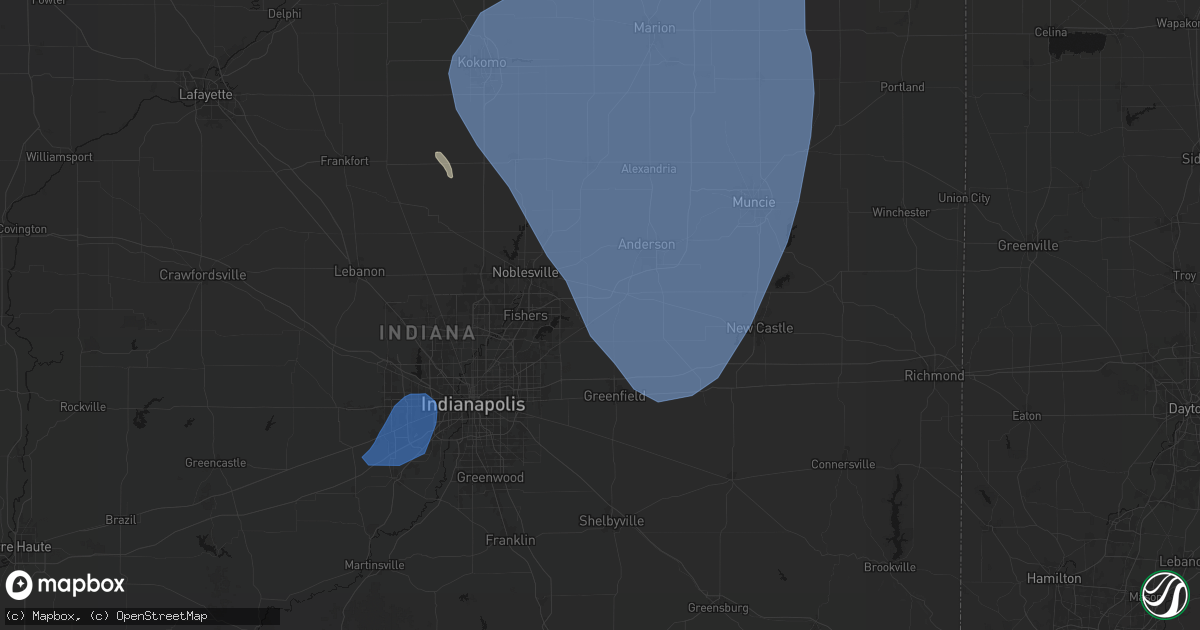 Hail map in Ingalls, IN on July 27, 2026
