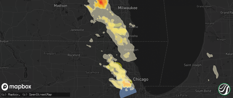 Hail map in Ingleside, IL on July 27, 2026