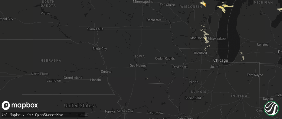 Hail map in Iowa on July 27, 2026