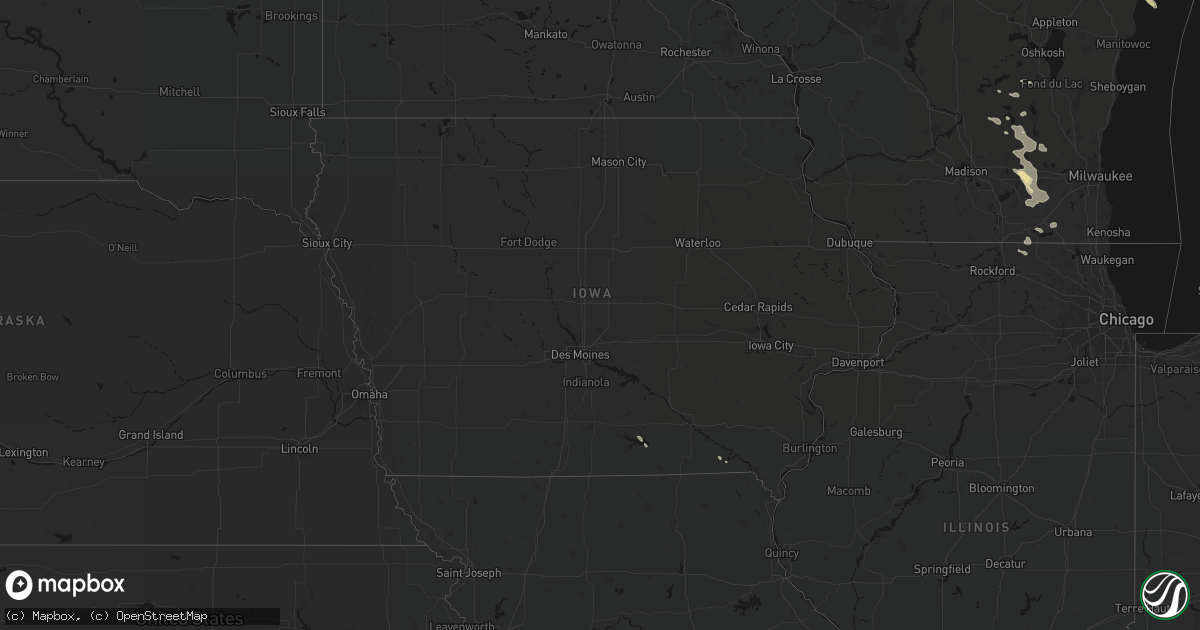 Hail map in Iowa on July 27, 2026