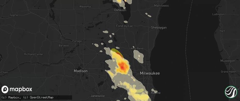 Hail map in Iron Ridge, WI on July 27, 2026