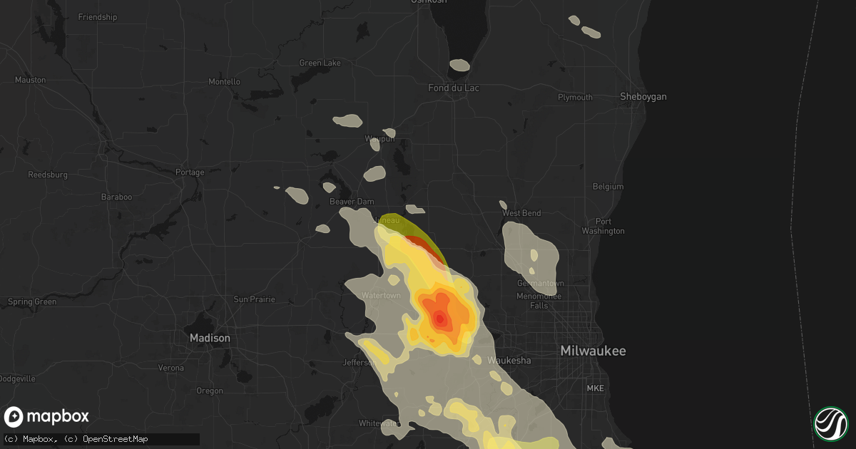 Hail map in Iron Ridge, WI on July 27, 2026