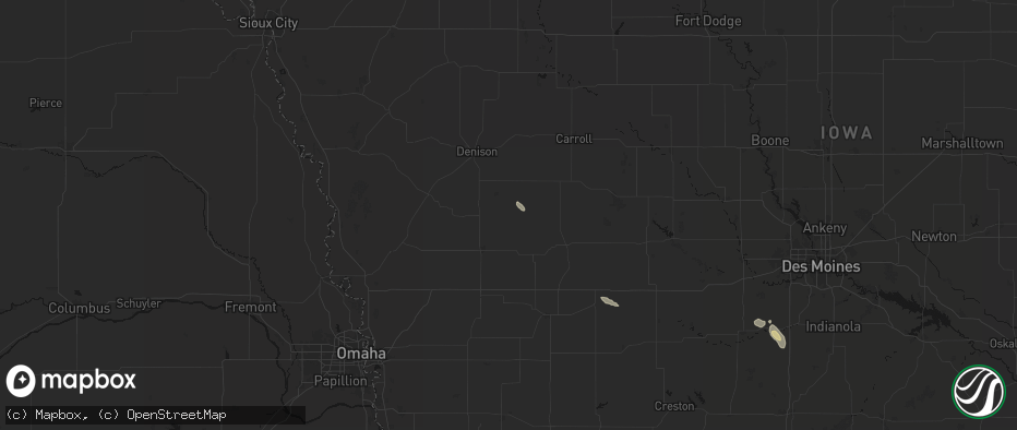 Hail map in Irwin, IA on July 27, 2026