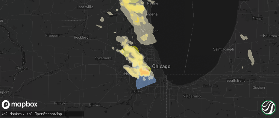 Hail map in Itasca, IL on July 27, 2026
