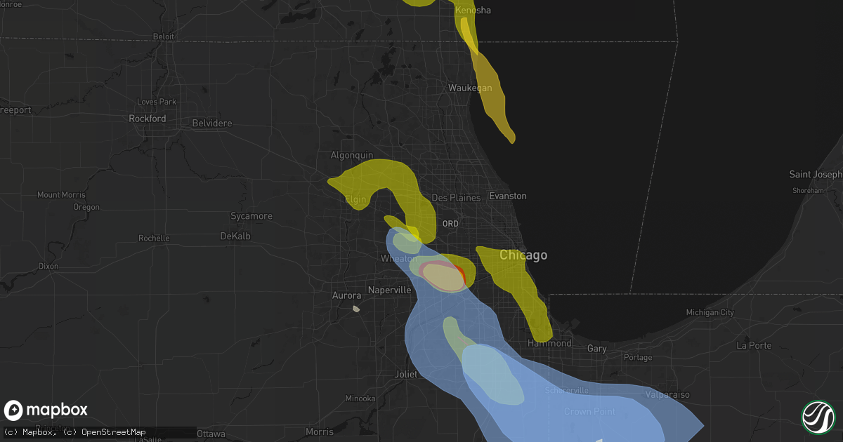 Hail map in Itasca, IL on July 27, 2026