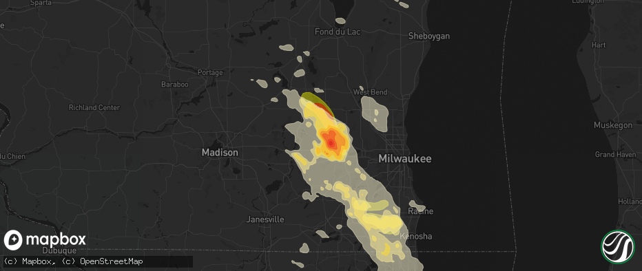 Hail map in Ixonia, WI on July 27, 2026