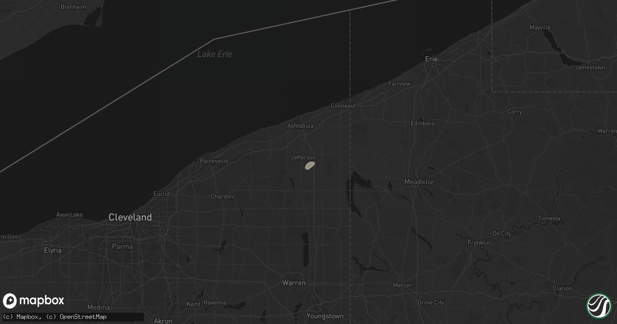 Hail map in Jefferson, OH on July 27, 2026